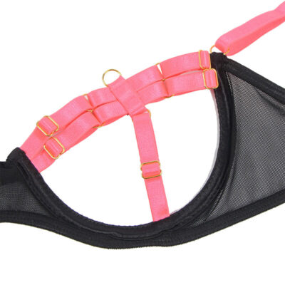 Subblime - 955304 conjunto de sutiã com colar e detalhes nas pernas rosa fluorescente l/xl subblime sets caliente. Pt