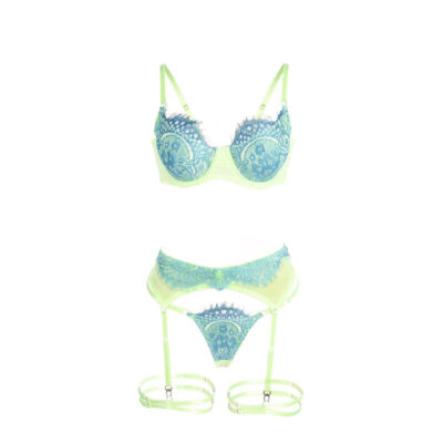 Subblime - 955328 conjunto de sutiã com renda e linhas de liga verde e azul l/xl subblime sets caliente. Pt
