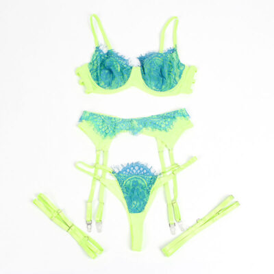 Subblime - 955328 conjunto de sutiã com renda e linhas de liga verde e azul l/xl subblime sets caliente. Pt