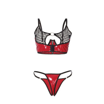 Subblime - 955533 conjunto de sutiã de couro vermelho com zíper de malha s/m subblime sets caliente. Pt