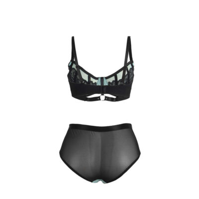 Subblime - 955557 conjunto de sutiã de couro verde com zíper de malha s/m subblime sets caliente. Pt