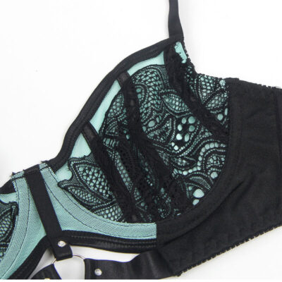 Subblime - 955557 conjunto de sutiã de couro verde com zíper de malha s/m subblime sets caliente. Pt