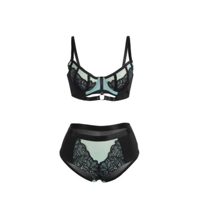 Subblime - 955564 conjunto de sutiã de couro verde com zíper de malha l/xl subblime sets caliente. Pt