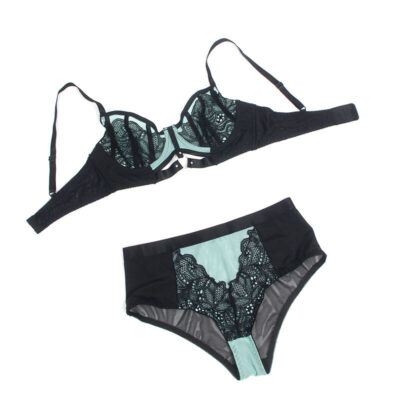 Subblime - 955557 conjunto de sutiã de couro verde com zíper de malha s/m subblime sets caliente. Pt
