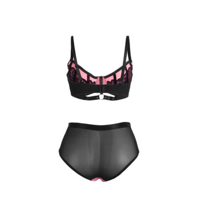 Subblime - 955571 conjunto de sutiã de couro verde com zíper de malha rosa p/m subblime sets caliente. Pt