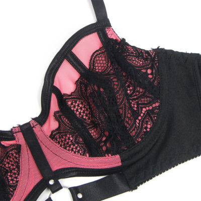 Subblime - 955571 conjunto de sutiã de couro verde com zíper de malha rosa p/m subblime sets caliente. Pt