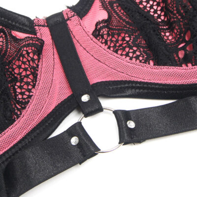 Subblime - 955571 conjunto de sutiã de couro verde com zíper de malha rosa p/m subblime sets caliente. Pt