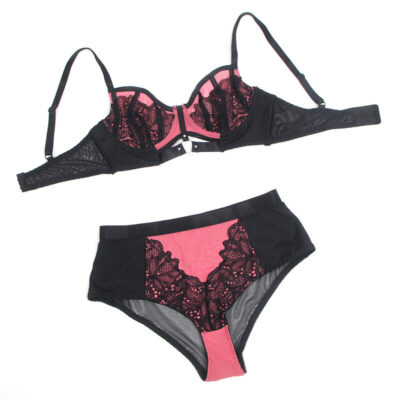 Subblime - 955588 conjunto de sutiã de couro verde com zíper de malha rosa l/xl subblime sets caliente. Pt