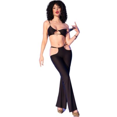 Chilirose - cr 4851 conjunto de top e legging preto com acessórios dourados l chilirose sets caliente. Pt