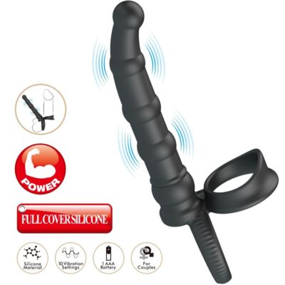 Pretty love - anel vibratório para pênis tatum com plug 10 vibrações preto pretty love caliente. Pt