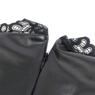 Subblime - 957544 vestido de couro com gola de renda preto s/m subblime dresses caliente. Pt