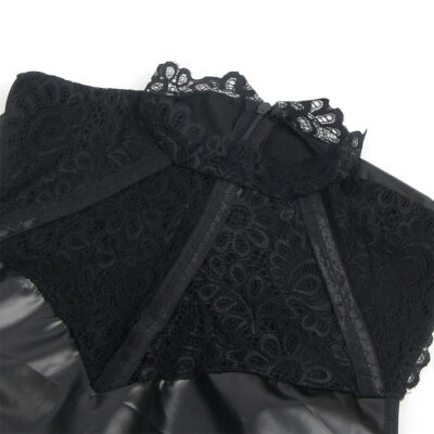 Subblime - 957551 vestido de couro com gola de renda preto l/xl subblime dresses caliente. Pt