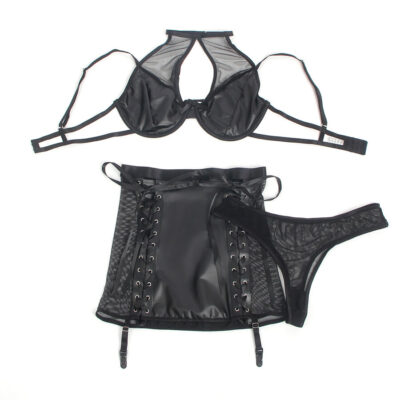 Subblime - 957582 conjunto de sutiã e saia de couro preto s/m subblime sets caliente. Pt