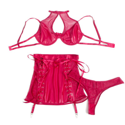 Subblime - 957605 conjunto de sutiã e saia de couro vermelho s/m subblime sets caliente. Pt