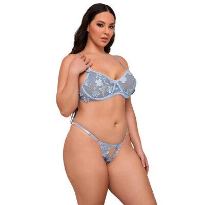 Subblime - 957636 conjunto de sutiã e calcinha bordados com flores azul celeste l/xl subblime sets caliente. Pt