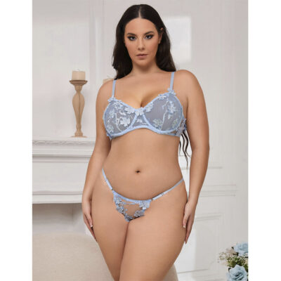 Subblime - 957636 conjunto de sutiã e calcinha bordados com flores azul celeste l/xl subblime sets caliente. Pt
