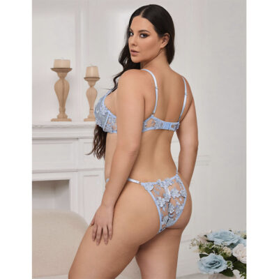 Subblime - 957636 conjunto de sutiã e calcinha bordados com flores azul celeste l/xl subblime sets caliente. Pt