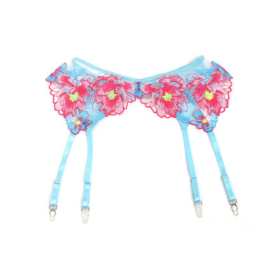Subblime - 957643 conjunto de sutiã e cinto-liga bordado com flores rosa s/m subblime sets caliente. Pt