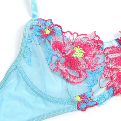 Subblime - 957643 conjunto de sutiã e cinto-liga bordado com flores rosa s/m subblime sets caliente. Pt