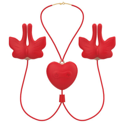 ARMONY - GRAMPOS MAGNÉTICOS PARA MAMILOS COM VIBRAÇÃO FORMATO BORBOLETA VERMELHO 12 Armony - grampos magnéticos para mamilos com vibração formato borboleta vermelho armony stimulators caliente. Pt