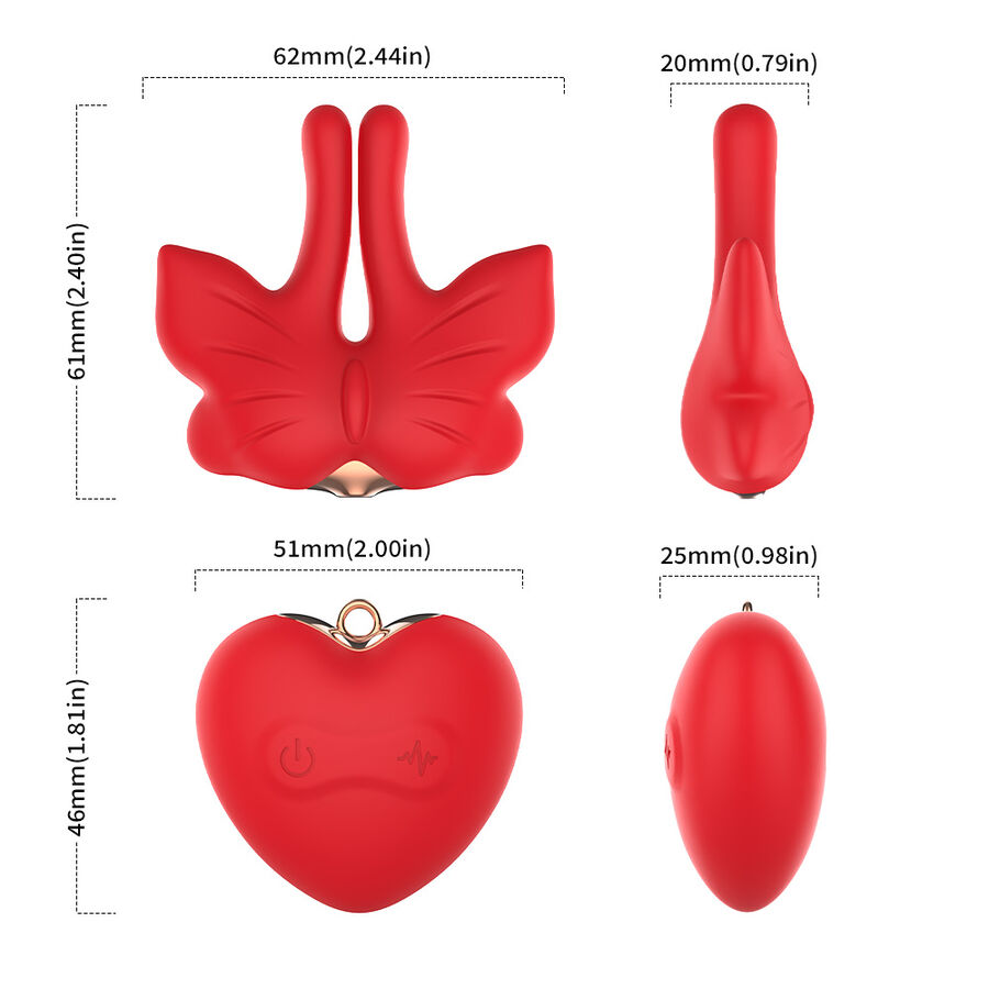 ARMONY - GRAMPOS MAGNÉTICOS PARA MAMILOS COM VIBRAÇÃO FORMATO BORBOLETA VERMELHO 9 Armony - grampos magnéticos para mamilos com vibração formato borboleta vermelho - image 9