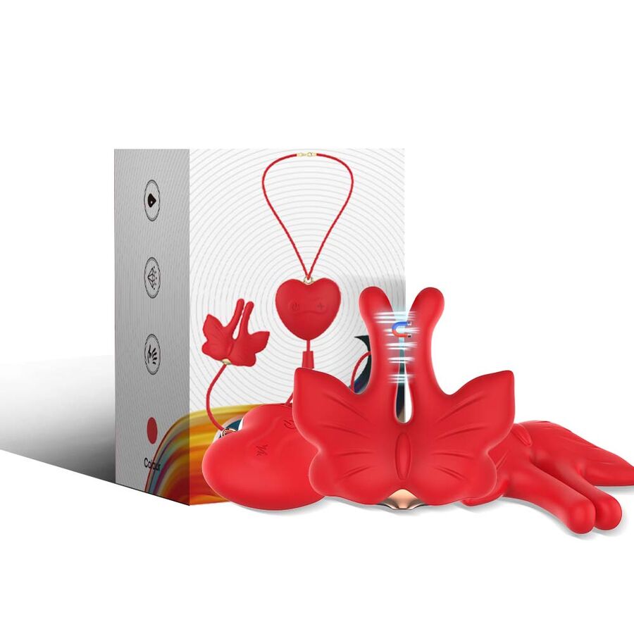 ARMONY - GRAMPOS MAGNÉTICOS PARA MAMILOS COM VIBRAÇÃO FORMATO BORBOLETA VERMELHO 1 Armony - grampos magnéticos para mamilos com vibração formato borboleta vermelho
