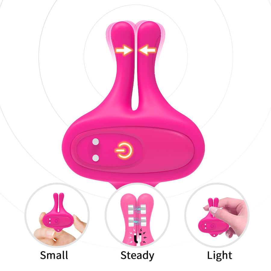 ARMONY - GRAMPOS MAGNÉTICOS DE MAMILOS COM VIBRAÇÃO EM FORMA DE COELHO ROSA 3 Armony - grampos magnéticos de mamilos com vibração em forma de coelho rosa - image 3