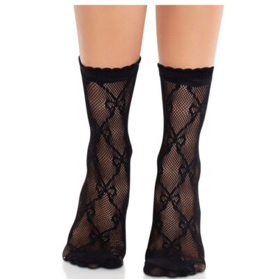 Leg avenue - meias de renda preta com laço leg avenue hosiery caliente. Pt