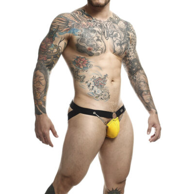 Mob - dngeon amarelo jockstrap com correntes tamanho único mob caliente. Pt