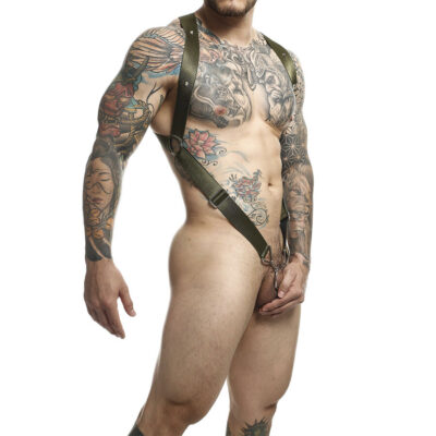 Mob - dngeon cross back harness verde tamanho único mob caliente. Pt
