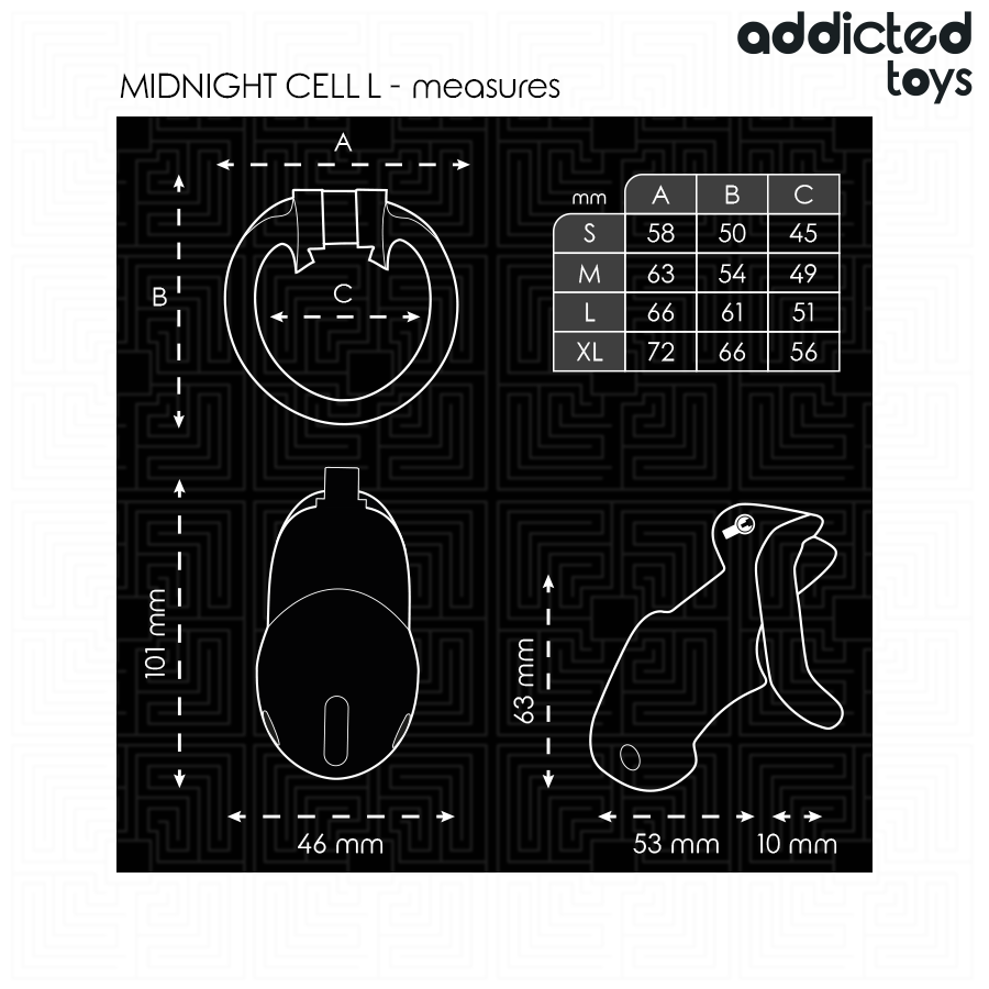 ADDICTED TOYS LOCKED - GAIOLA PENIANA MINDNIGHT CELL, TAMANHO L 5 Addicted toys locked - gaiola peniana mindnight cell, tamanho l - image 5