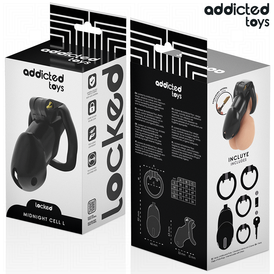 ADDICTED TOYS LOCKED - GAIOLA PENIANA MINDNIGHT CELL, TAMANHO L 6 Addicted toys locked - gaiola peniana mindnight cell, tamanho l - image 6