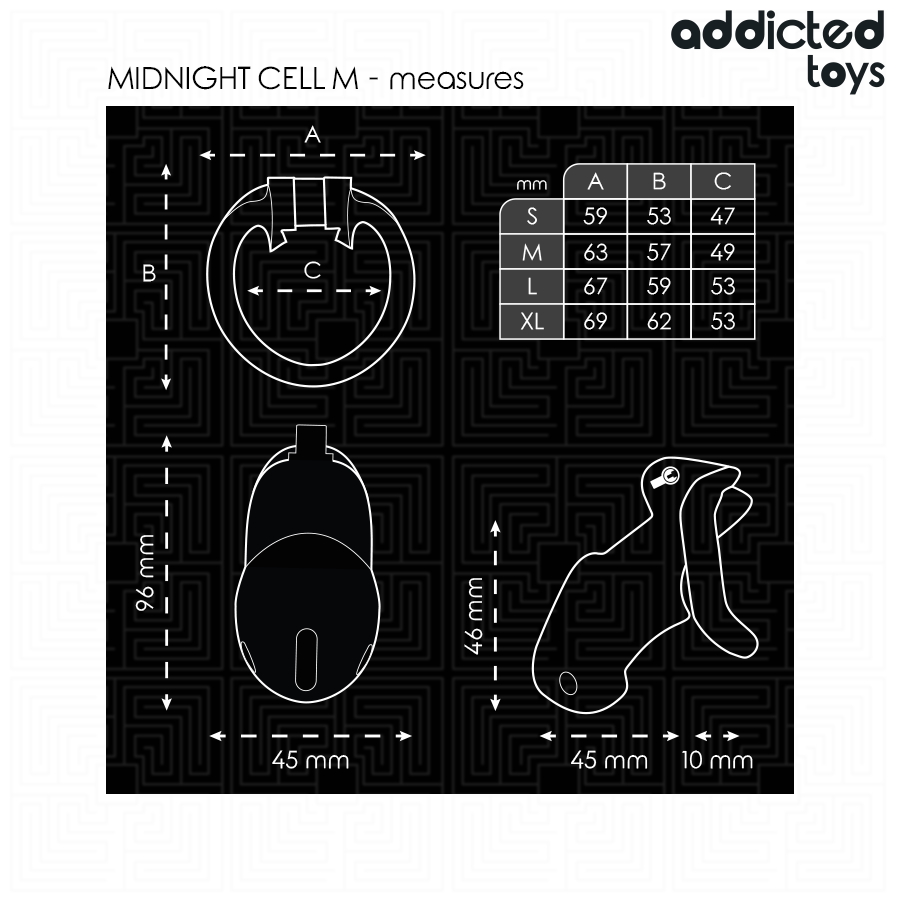 ADDICTED TOYS LOCKED - GAIOLA PENIANA MINDNIGHT CELL, TAMANHO M 5 Addicted toys locked - gaiola peniana mindnight cell, tamanho m - image 5