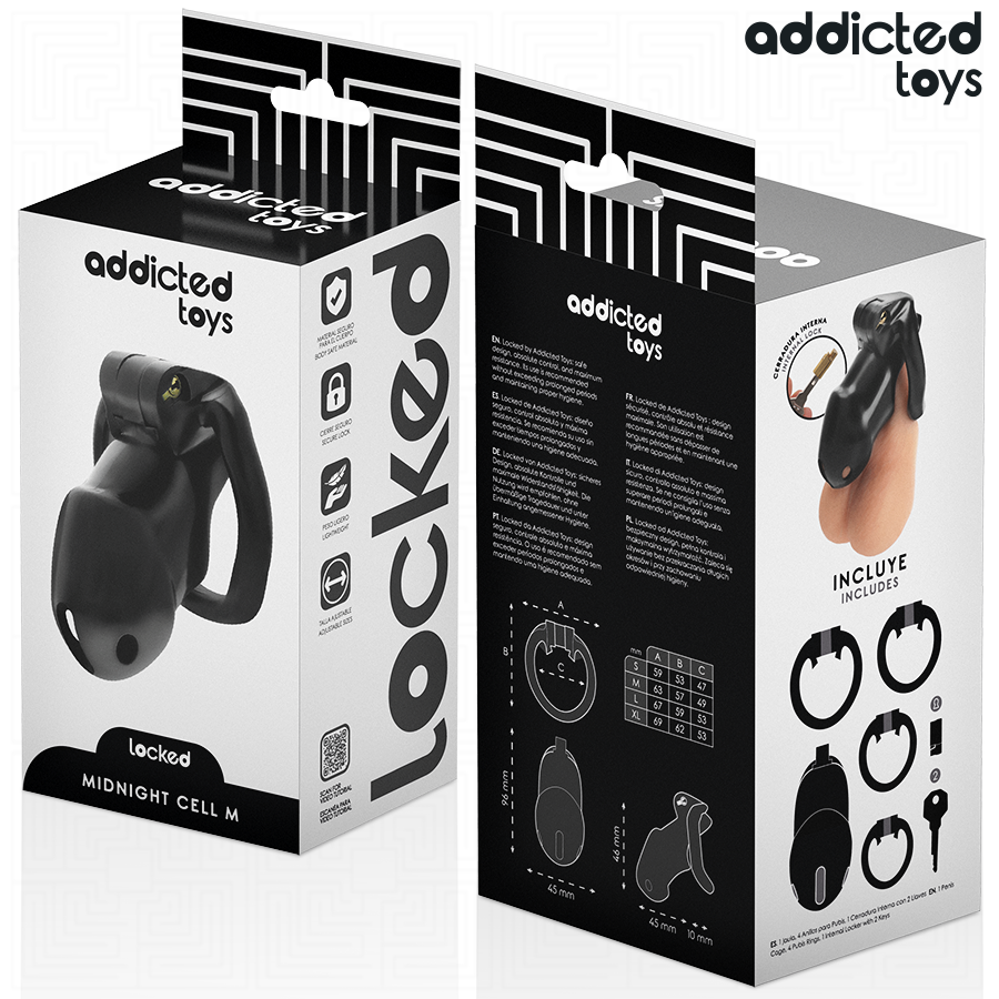 ADDICTED TOYS LOCKED - GAIOLA PENIANA MINDNIGHT CELL, TAMANHO M 6 Addicted toys locked - gaiola peniana mindnight cell, tamanho m - image 6