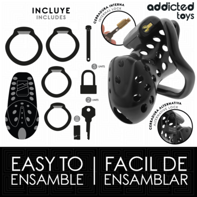 Addicted toys locked - gaiola de pênis oco com corrente 10,5 cm addicted toys locked caliente. Pt