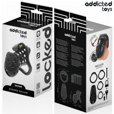 Addicted toys locked - gaiola de pênis oco com corrente 10,5 cm addicted toys locked caliente. Pt