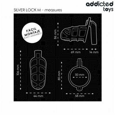 Addicted toys locked - gaiola de pênis com trava de prata tamanho m addicted toys locked caliente. Pt