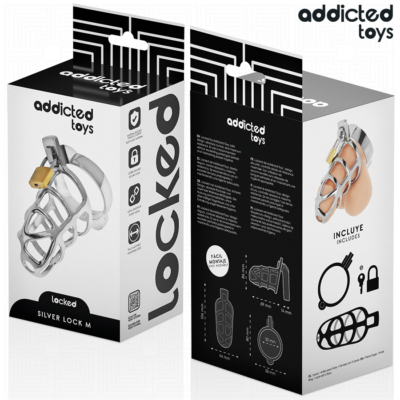 Addicted toys locked - gaiola de pênis com trava de prata tamanho m addicted toys locked caliente. Pt