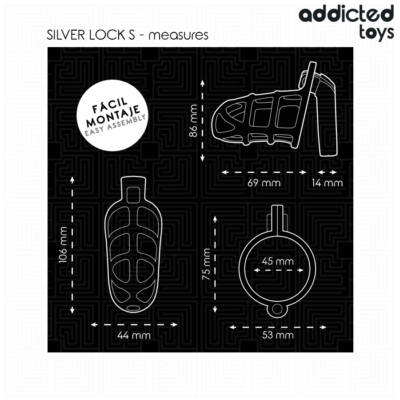 ADDICTED TOYS LOCKED - GAIOLA DE PÊNIS DE METAL COM TRAVA DE PRATA TAMANHO S 11 Addicted toys locked - gaiola de pênis de metal com trava de prata tamanho s - image 5