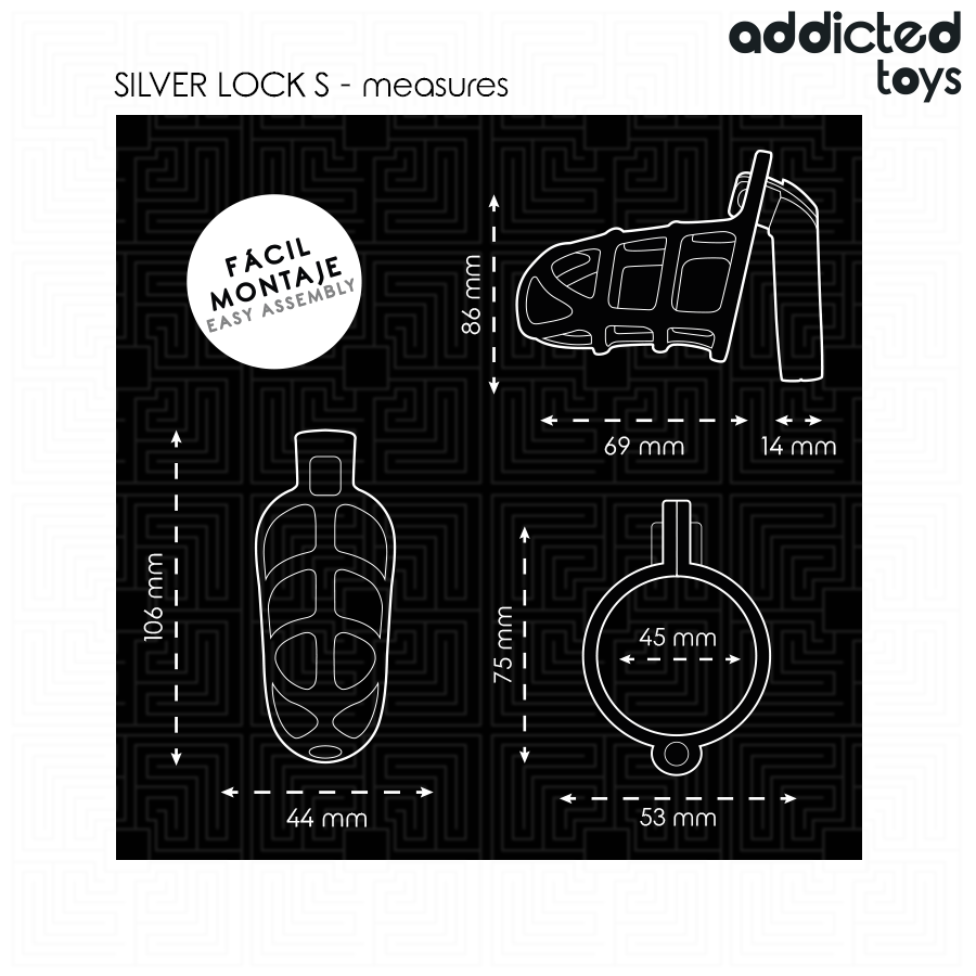 ADDICTED TOYS LOCKED - GAIOLA DE PÊNIS DE METAL COM TRAVA DE PRATA TAMANHO S 5 Addicted toys locked - gaiola de pênis de metal com trava de prata tamanho s - image 5