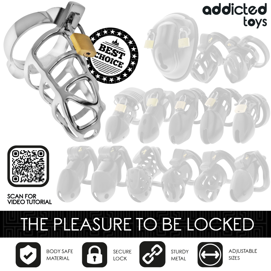 ADDICTED TOYS LOCKED - GAIOLA DE PÊNIS DE METAL COM TRAVA DE PRATA TAMANHO S 7 Addicted toys locked - gaiola de pênis de metal com trava de prata tamanho s - image 7