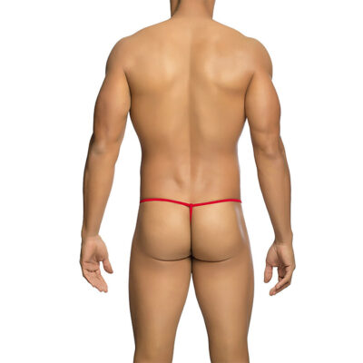 Mob - tanga transparente vermelha em formato de t, tamanho p/m mob caliente. Pt