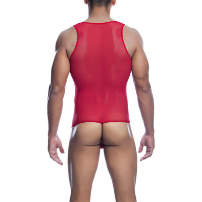 Mob - bodysheer vermelho transparente tamanho l/xl mob caliente. Pt