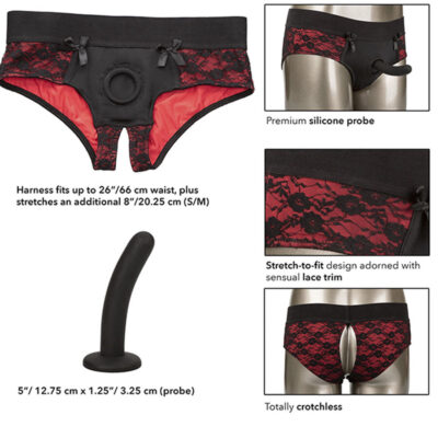 Calexotics - conjunto scandal de calcinhas sem fundo com dildo tamanho p/m calexotics caliente. Pt