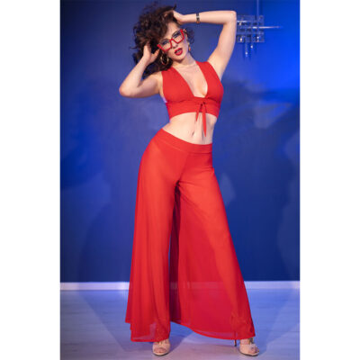 Chilirose - cr 4857 conjunto de blusa e calça vermelha tamanho m chilirose sets caliente. Pt
