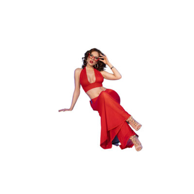 Chilirose - cr 4857 conjunto de blusa e calça vermelha tamanho p chilirose sets caliente. Pt