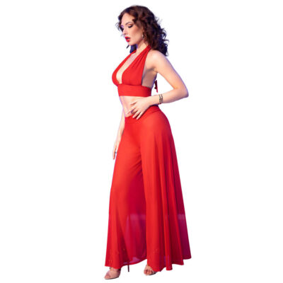 CHILIROSE - CR 4857 CONJUNTO DE BLUSA E CALÇA VERMELHA TAMANHO G