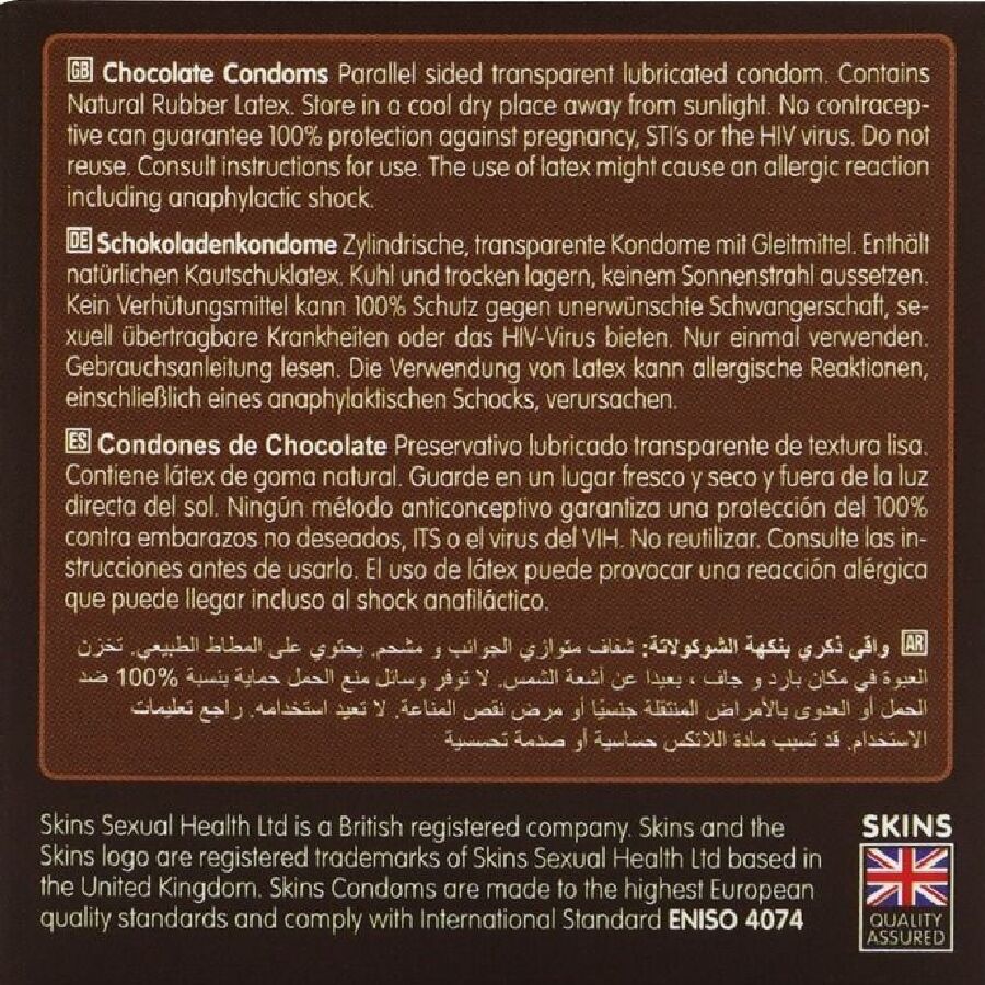 SKINS - PACOTE COM 4 PRESERVATIVOS CHOCOLATE PREMIUM 4 Skins - pacote com 4 preservativos chocolate premium - image 4