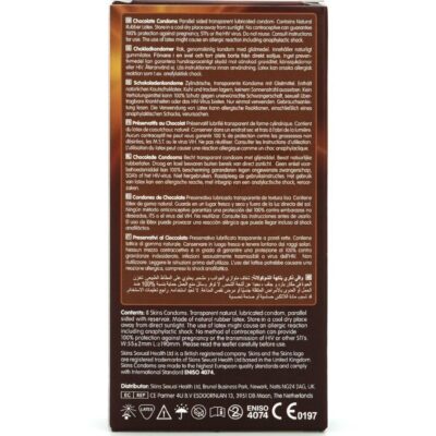 Skins - preservativos chocolate premium pacote 8 skins caliente. Pt