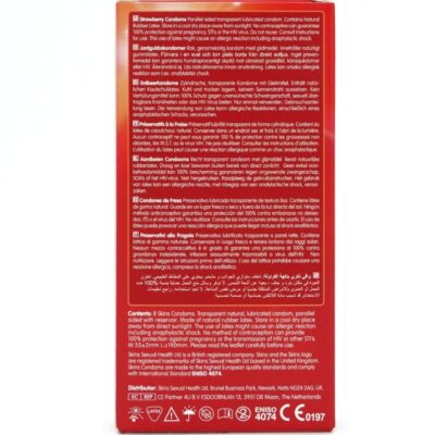 Skins - preservativos premium de morango - pacote com 8 skins caliente. Pt